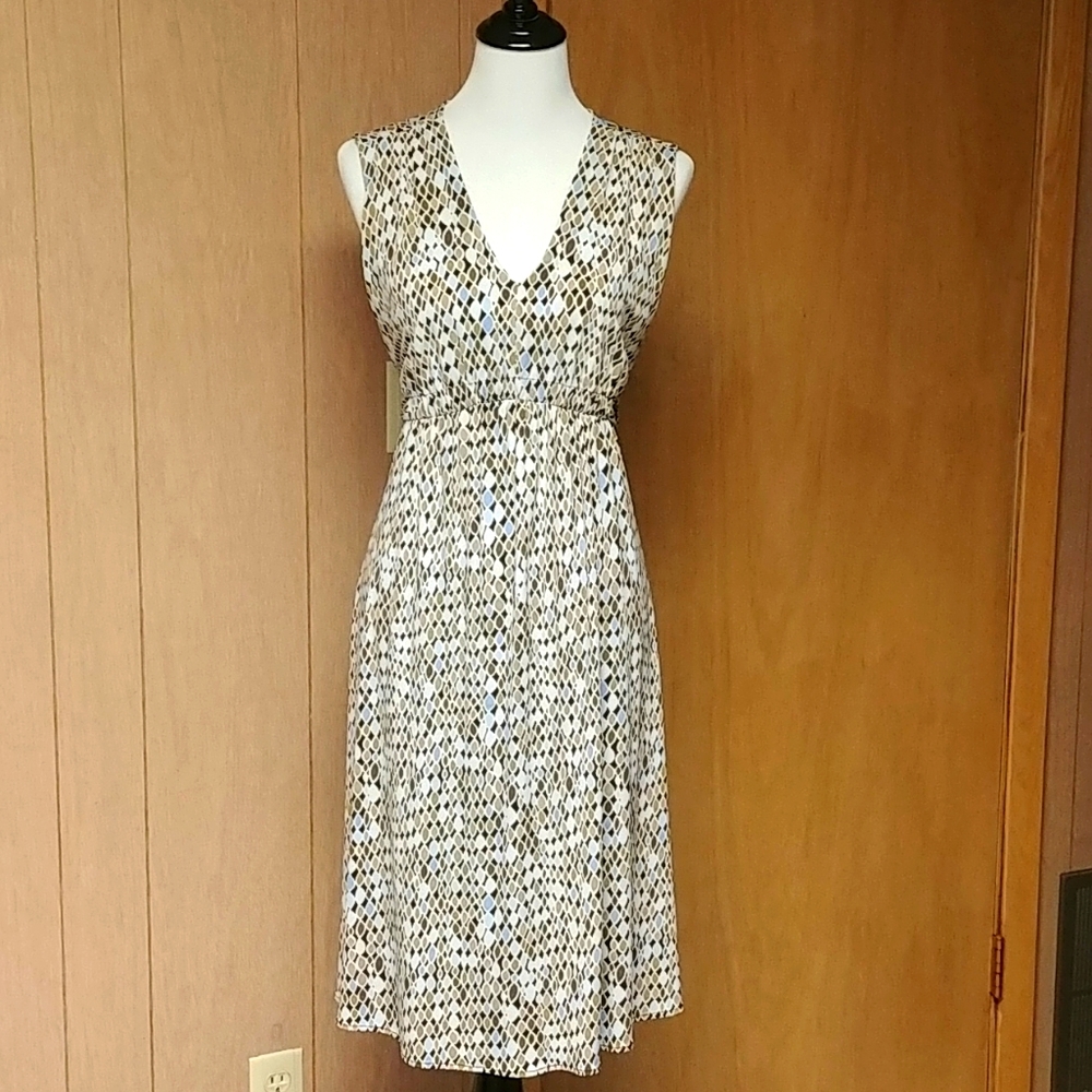 Pull Over Diamond Print Waist Belt Dress
